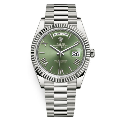 Rolex Day-Date 228239 Olive Green Roman 40Mm White Gold Mens Watch