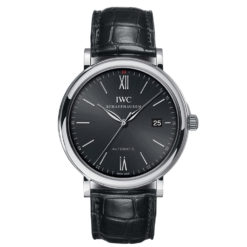 IWC Portofino Automatic Black Dial Black Leather Watch