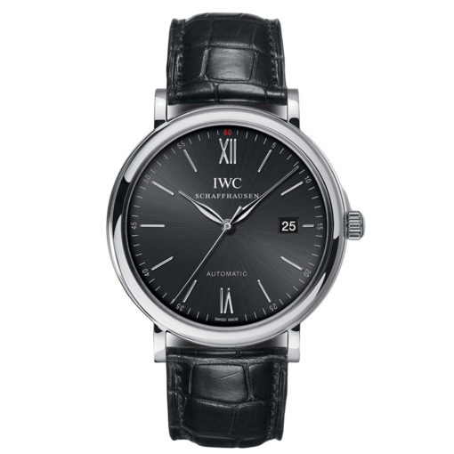 Iwc Portofino Automatic Black Dial Black Leather Watch