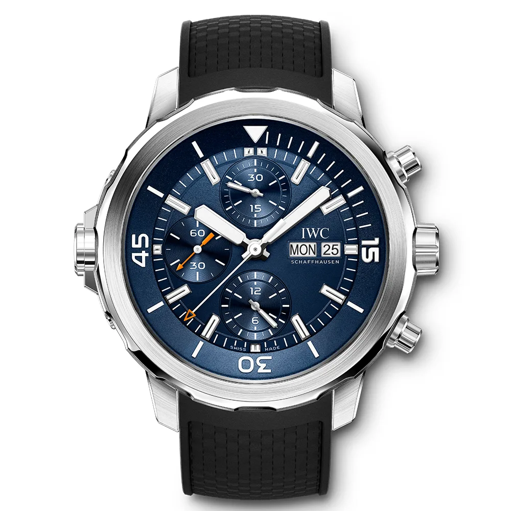 Iwc Aquatimer Chronograph Blue Dial Black Rubber Men’s Watch