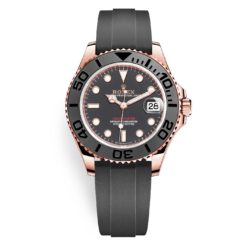 Rolex 268655 Yacht-Master Black Dial 18K Everose Gold Rubber Strap Automatic 37mm Watch