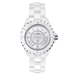 CHANELJ12 White Ceramic Diamonds Quartz Ladies Watch H2422