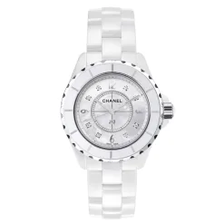 CHANELJ12 White Ceramic Diamonds Quartz Ladies Watch H2422