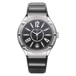 Piaget Polo Black Dial 18K White Gold Diamond Ladies Watch GOA36014