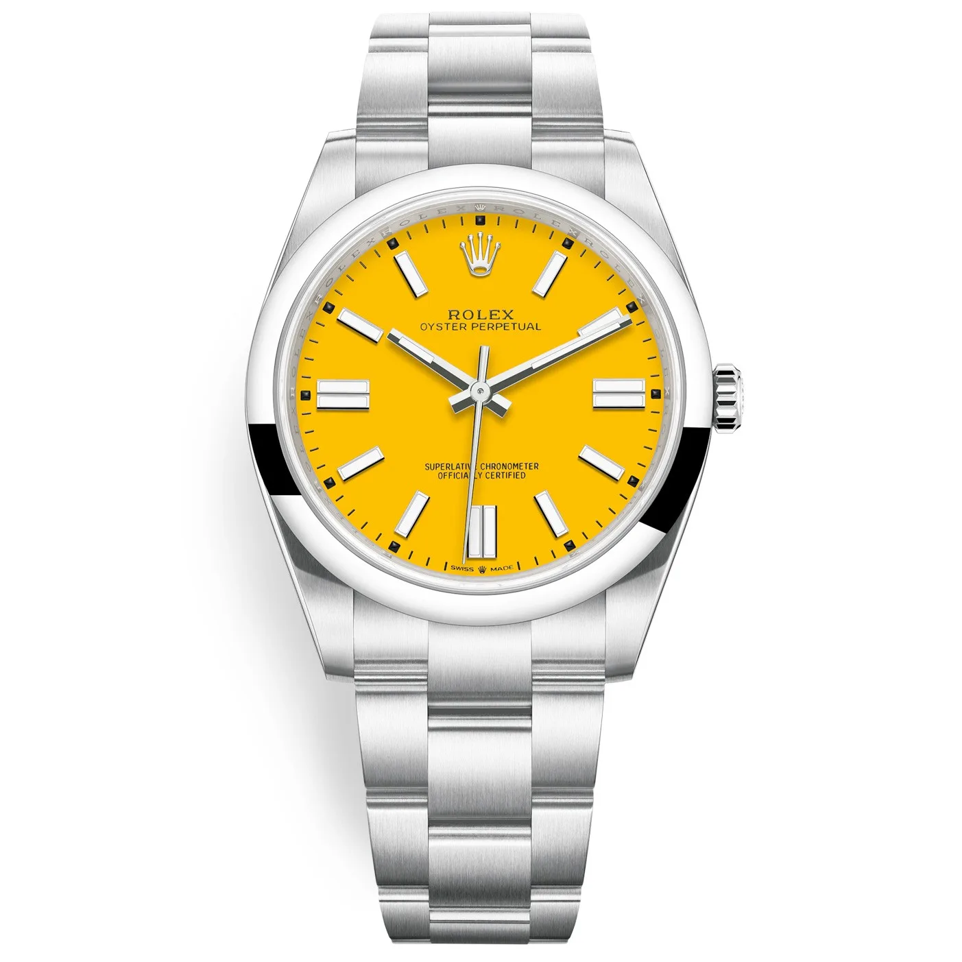 Rolex Oyster Perpetual 124300 Yellow Index Dial Oyster Bracelet Watch