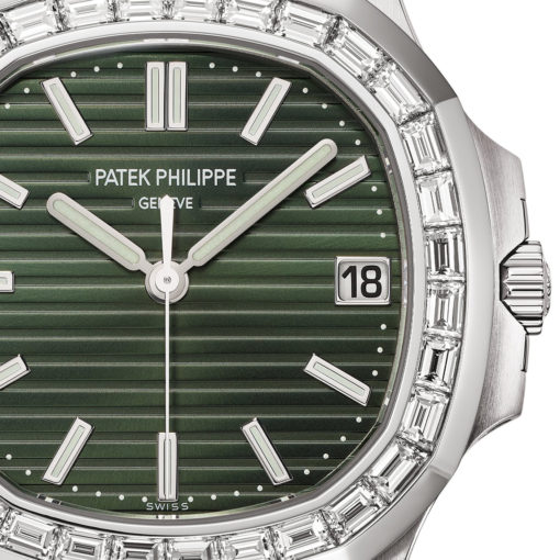 Patek Philippe 5711/1300A Nautilus Olive Green Dial Diamond Bezel Stainless Steel Watch