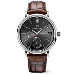 IWC IW510102 Portofino Manual Wind Eight Days Black Dial Brown Leather Men's Watch