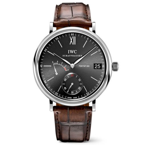 Iwc Iw510102 Portofino Manual Wind Eight Days Black Dial Brown Leather Men'S Watch