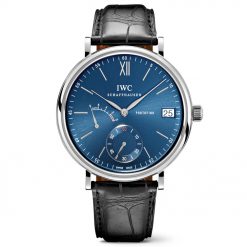 IWC IW510106 Portofino Manual Wind Eight Days Blue Dial Black Leather Men's Watch