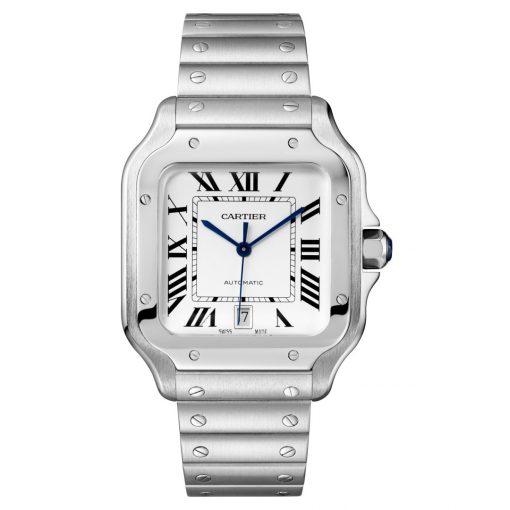 Cartier Wssa0018 Santos Silvered Opaline Dial Men'S Watch