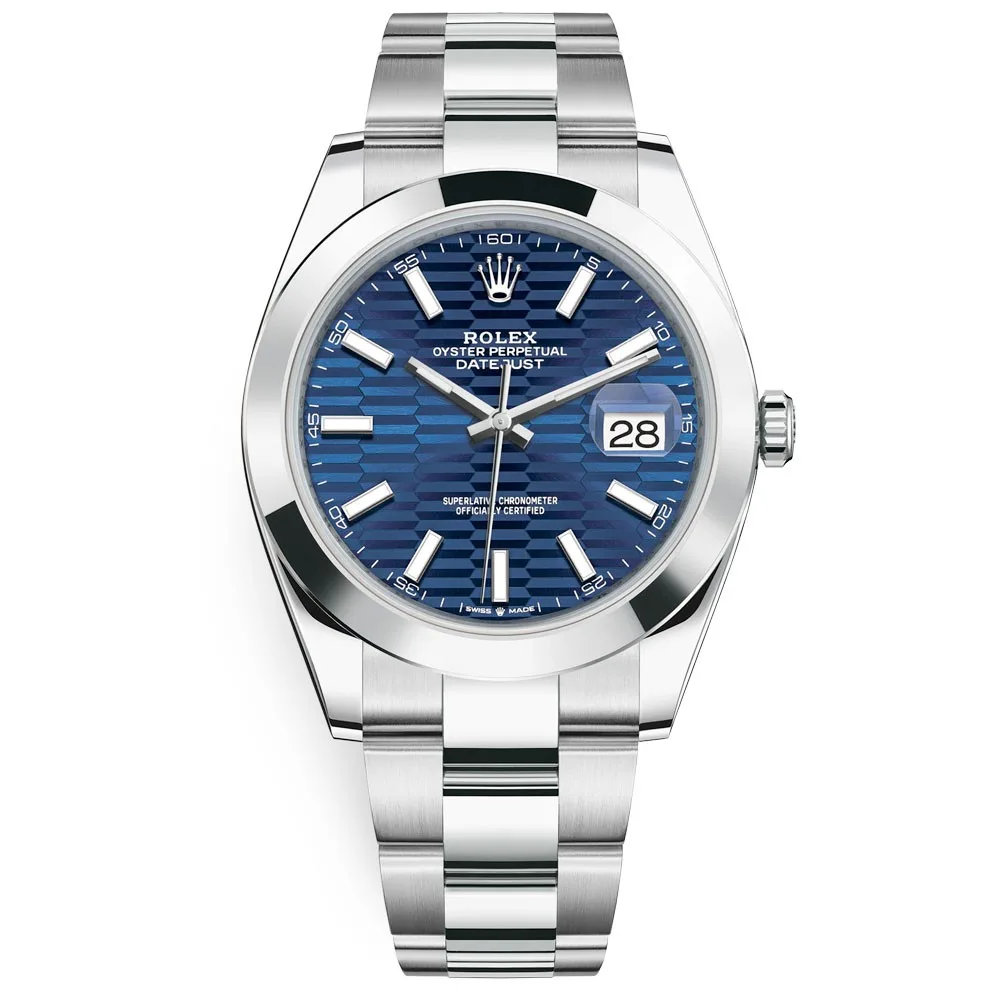 Rolex Datejust 126300 Bright Blue Motif Dial 41Mm Oyster Bracelet Stainless Steel Men'S Watch
