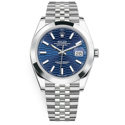 Rolex Datejust 126300 Bright Blue Motif Dial 41Mm Jubilee Bracelet