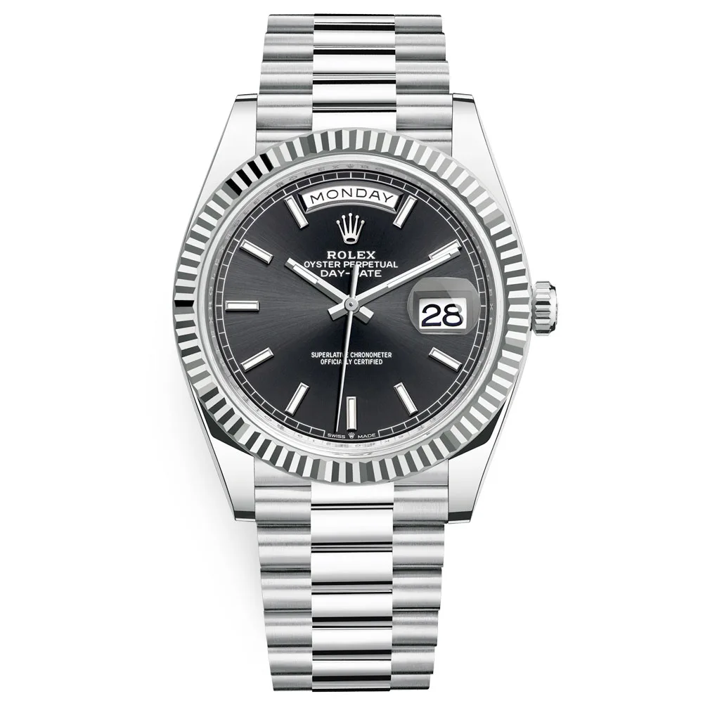 Rolex Day-Date 228236-0003 Black Bright Dial 40Mm Platinum Men'S Watch