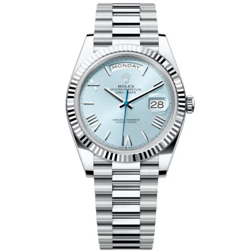 Rolex Day-Date 228236-0012 Ice Blue Roman Dial 40Mm Platinum Men'S Watch
