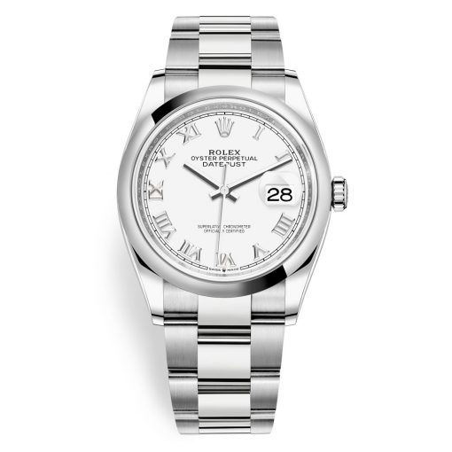 Rolex Datejust 126200 White Roman Oyster 36Mm Stainless Steel Watch