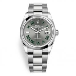 Rolex Datejust 126200 Slate Green Roman Oyster 36mm Stainless Steel Wimbledon Watch