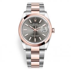 Rolex Datejust 126201 Dark Rhodium Index Oyster 36mm Stainless Steel and Rose Gold Ladies Watch