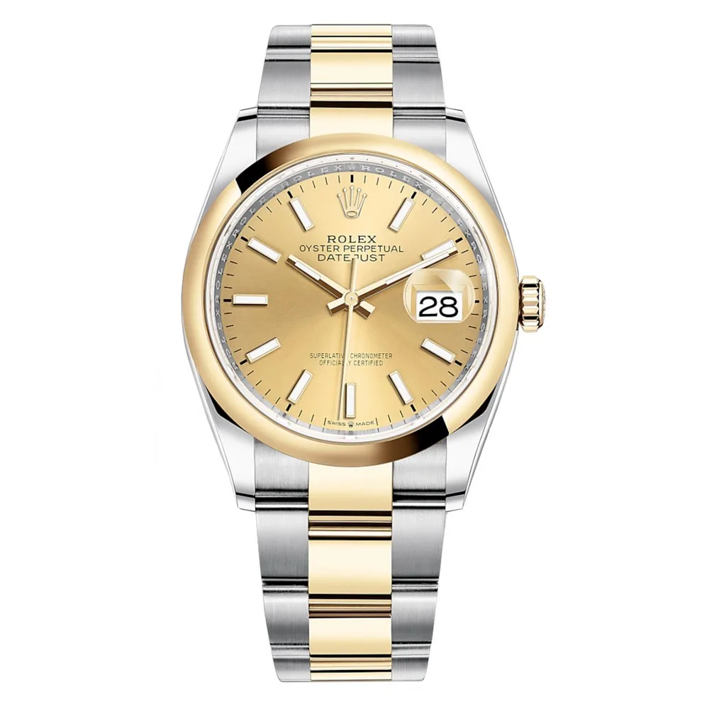 Rolex Datejust 126203 Champagne Index Oyster 36Mm Stainless Steel And Yellow Gold Ladies Watch