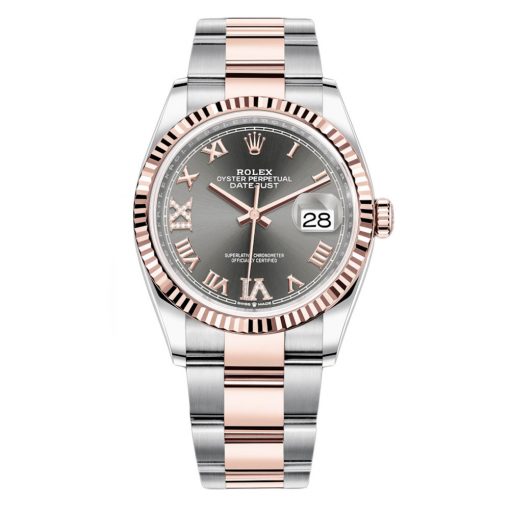 Rolex Datejust 126231 Dark Rhodium Vi Ix Roman Oyster 36Mm Stainless Steel And Rose Gold Ladies Watch