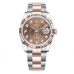 Rolex Datejust 126231 Jubilee Chocolate Diamond Oyster 36mm Stainless Steel and Rose Gold Ladies Watch