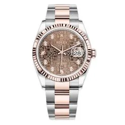 Rolex Datejust 126231 Jubilee Chocolate Diamond Oyster 36mm Stainless Steel and Rose Gold Ladies Watch