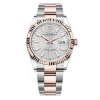 Rolex Datejust 126231 Silver Fluted Oyster 36Mm Steel And Rose Gold Ladies Watch