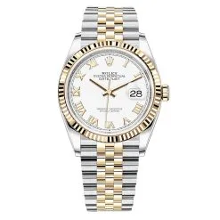 Rolex Datejust 126233 White Roman Jubilee 36mm Steel and Yellow Gold Watch