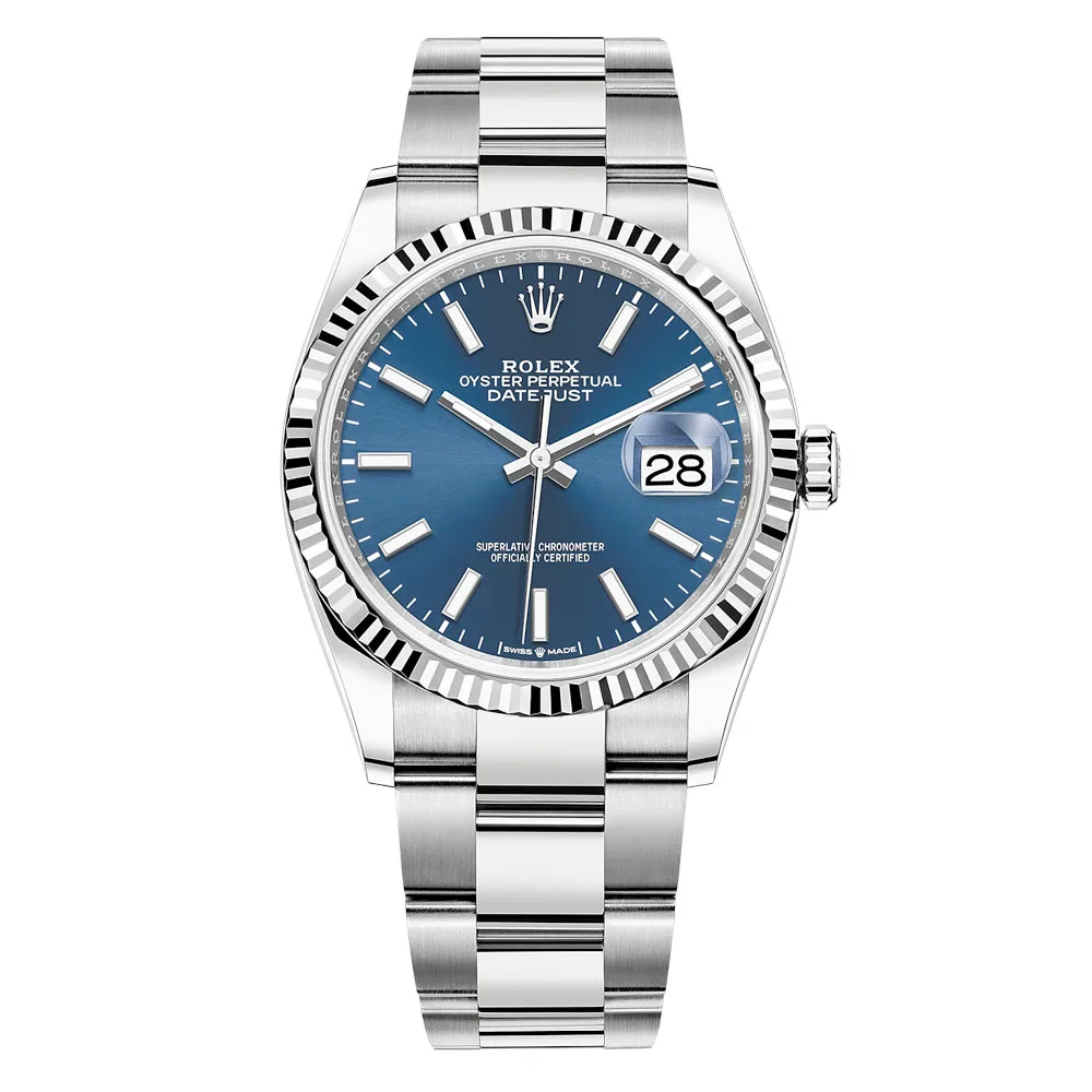 Rolex Datejust 126234 Blue Index Oyster 36Mm Stainless Steel Midsize Watch