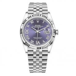 Rolex Datejust 126234 Aubergine Purple Roman VI IX Jubilee 36mm Stainless Steel Midsize Watch