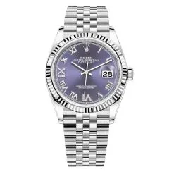 Rolex Datejust 126234 Aubergine Purple Roman VI IX Jubilee 36mm Stainless Steel Midsize Watch