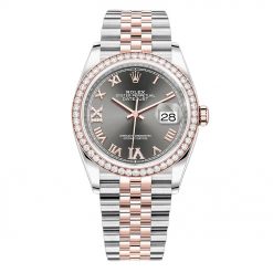 Rolex Datejust 126281RBR Dark Rhodium VI IX Roman Jubilee 36mm Steel and Rose Gold Watch