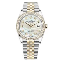 Rolex Datejust 126283RBR MOP Diamond Jubilee 36mm Steel and Yellow Gold Watch