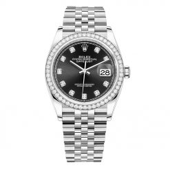 Rolex Datejust 126284rbr Black Diamond Jubilee 36mm Stainless Steel Midsize Watch