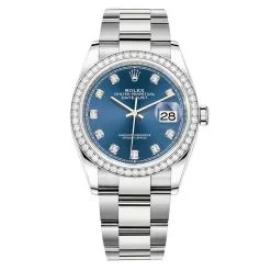 Rolex Datejust 126284rbr Blue Diamond Oyster 36mm Stainless Steel Midsize Watch