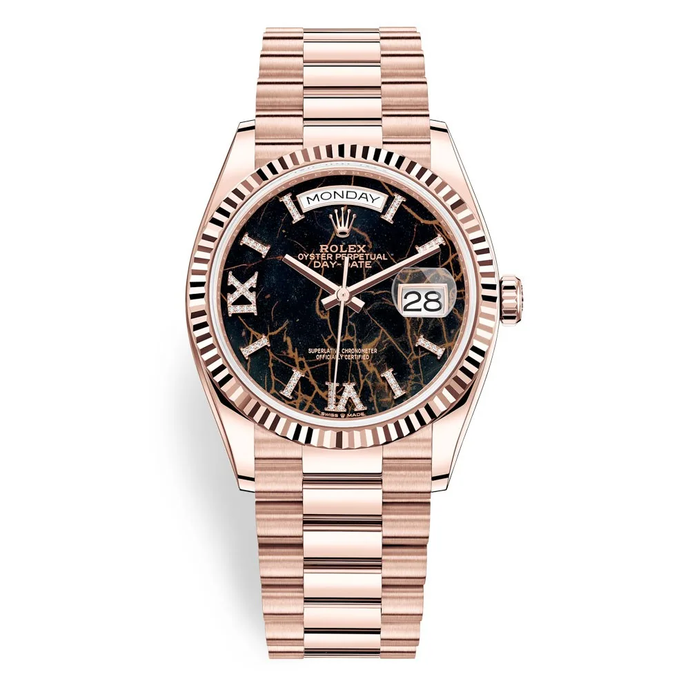Rolex Day-Date 128235 Eisenkiesel Dial 36Mm Everose Gold Midsize Watch