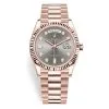 Rolex Day-Date 128235-0050 Rhodium Diamond Dial 36Mm Everose Gold Midsize Watch