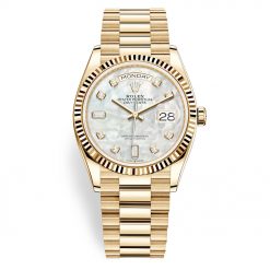 Rolex Day-Date 128238 MOP Diamond 36mm Yellow Gold Midsize Watch