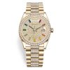 Rolex Day-Date 128348Rbr Pave Rainbow 36Mm Yellow Gold Diamond Bracelet Midsize Watch