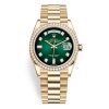 Rolex Day-Date 128348Rbr Green Graduated Diamond 36Mm Yellow Gold Midsize Watch