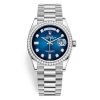 Rolex Day-Date 128349Rbr Blue Graduated Diamond 36Mm White Gold Midsize Watch