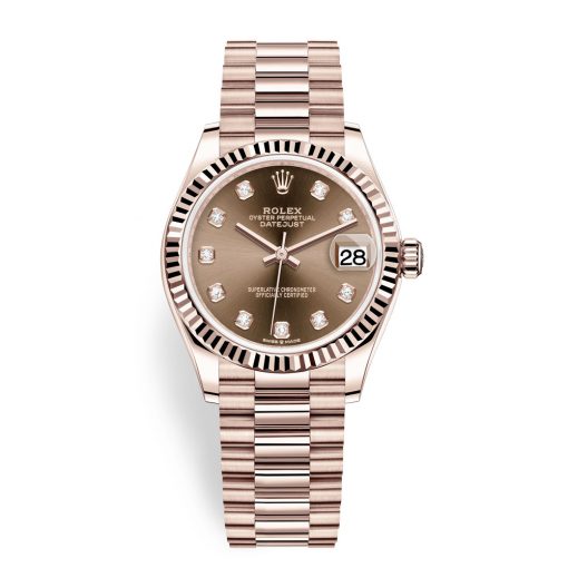 Rolex Datejust 278275 Chocolate Diamond Dial President 31Mm Everose Gold Ladies Watch