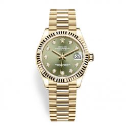 Rolex Datejust 278278 Olive Green Diamond President 31mm Yellow Gold Ladies Watch