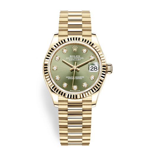 Rolex Datejust 278278 Olive Green Diamond President 31Mm Yellow Gold Ladies Watch