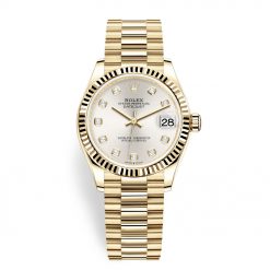 Rolex Datejust 278278 Silver Diamond Dial President 31mm Yellow Gold Ladies Watch