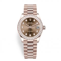 Rolex Datejust 278285rbr Chocolate Diamond President 31mm Everose Gold Ladies Watch