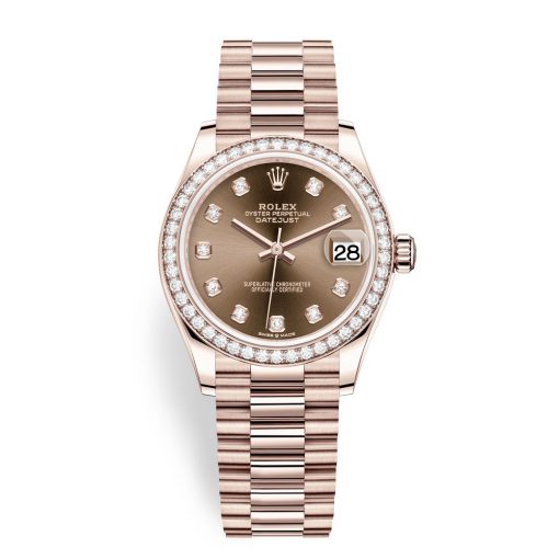 Rolex Datejust 278285Rbr Chocolate Diamond President 31Mm Everose Gold Ladies Watch