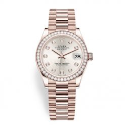 Rolex Datejust 278285rbr Silver Diamond President 31mm Everose Gold Ladies Watch