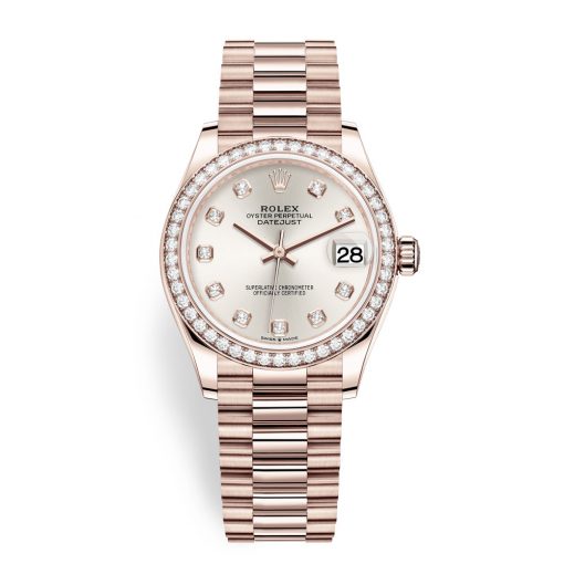 Rolex Datejust 278285Rbr Silver Diamond President 31Mm Everose Gold Ladies Watch