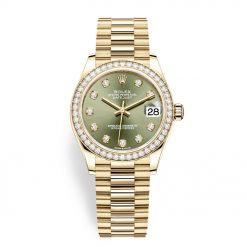 Rolex Datejust 278288rbr Green Diamond President 31mm Yellow Gold Ladies Watch