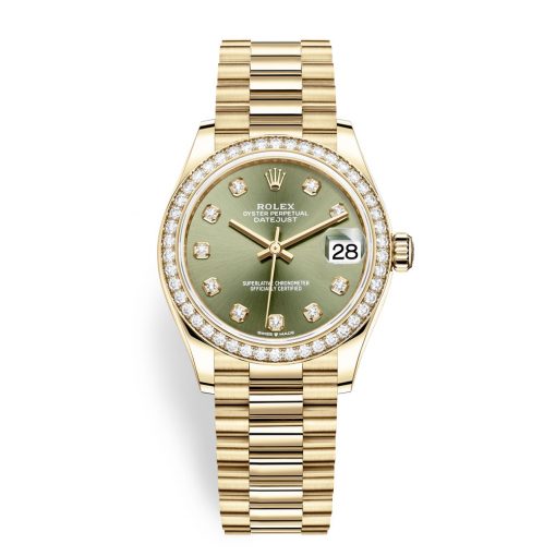 Rolex Datejust 278288Rbr Green Diamond President 31Mm Yellow Gold Ladies Watch